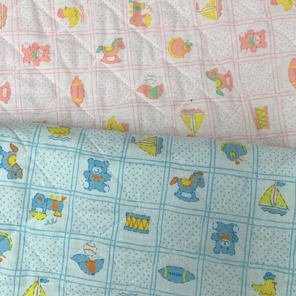 Lot of 4 Striped Tweety Bird Rocking Horse Train Ducky Quilting Fabric Scraps - Picture 3 of 4